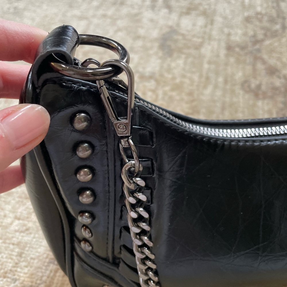 Elegant Black Studded Shoulder Bag - Picture 8 of 11